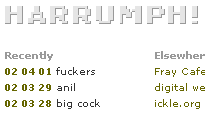 Harrumph, recently